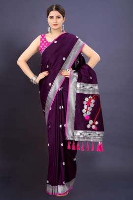 SOFT SILK SAREE WITH WEAVING ZARI WITH TESSEL BORDER FULL CATALOGE