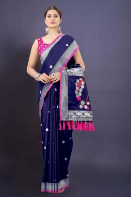SOFT SILK SAREE WITH WEAVING ZARI WITH TESSEL BORDER FULL CATALOGE sarees catalogs
